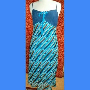 ACCESS blue striped with  denim dress 9/10💥